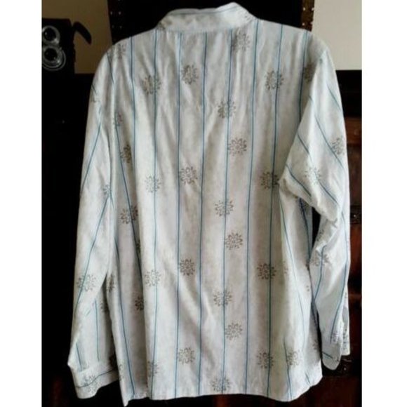 PRANA casual men white blue stripe shirt - Picture 3 of 8